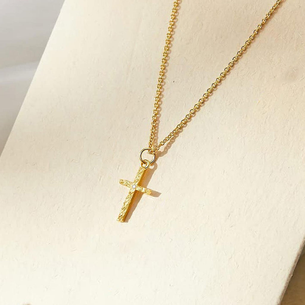 Layered Letter and Cross Pendant Necklace Set