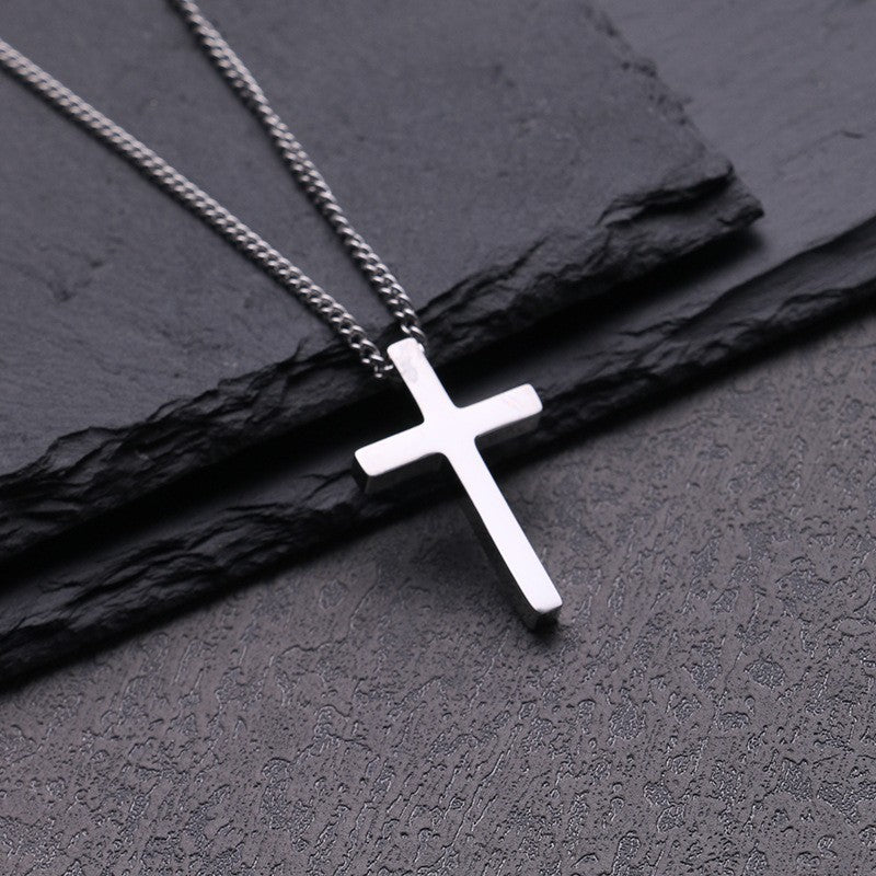 Titanium Steel Cross Pendant Necklace