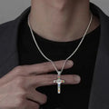 Stainless Steel Cross Pendant Necklace with Adjustable Chain